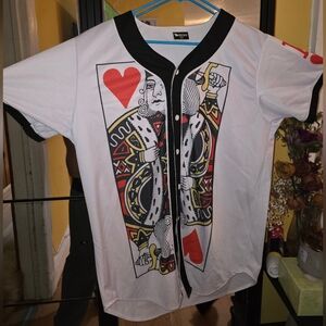 White and Black King of Hearts Jersey Shirt